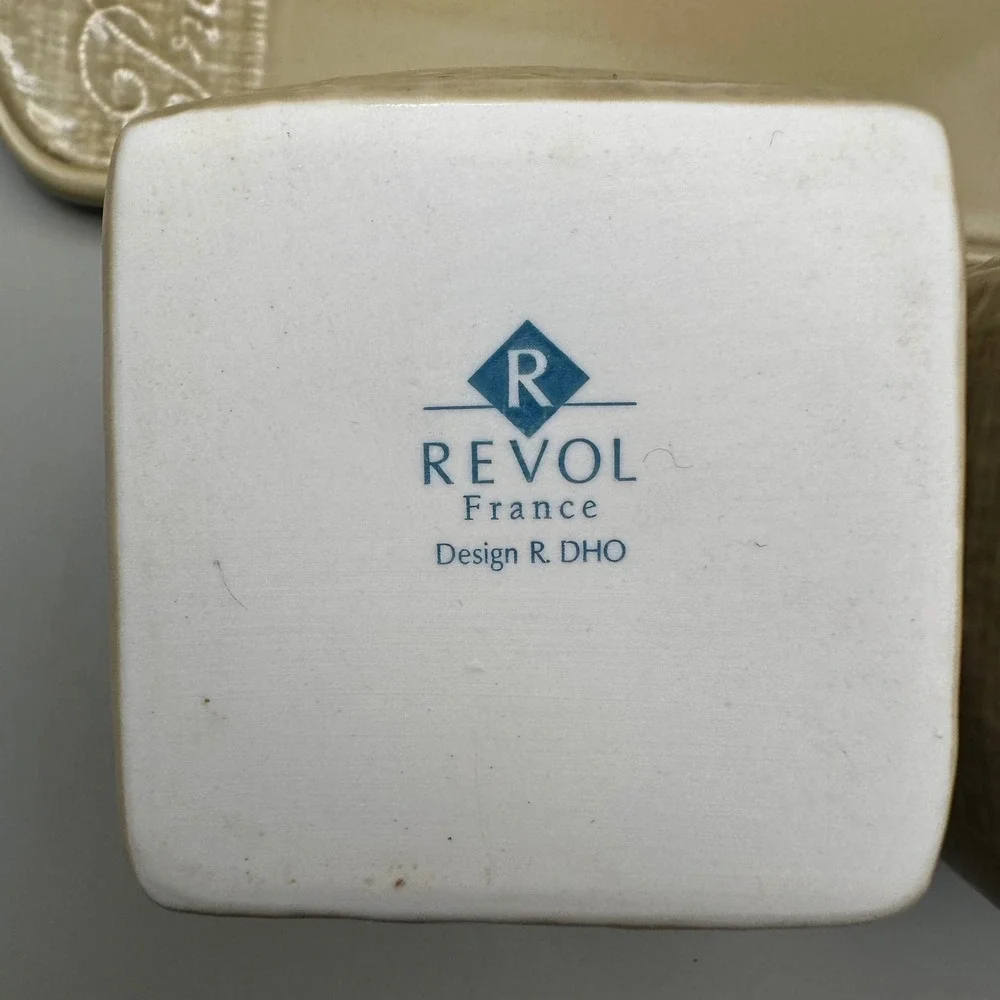 Vintage Revol France Provence Tan Ceramic Spice Cellar Jar Set & ServingTray 4pc